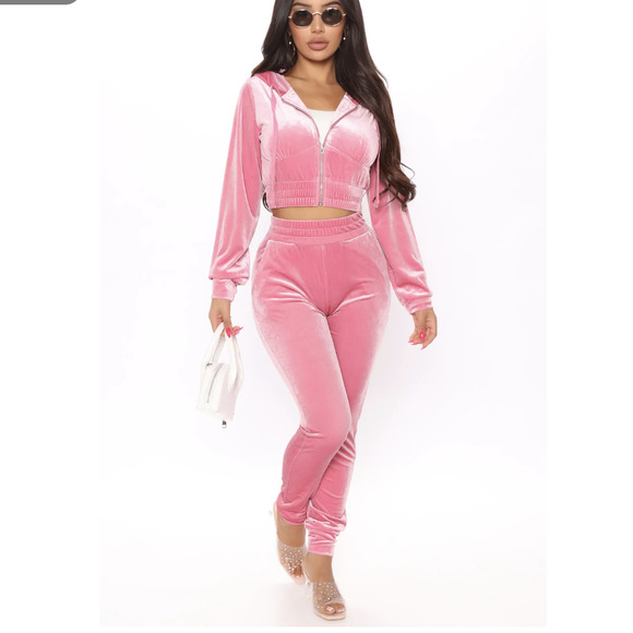 Fashion Nova Pants - Fashion Nova Down To Lounge Pant SET Tracksuit Pink Size XS